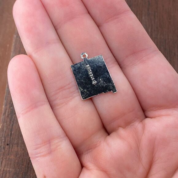 Vintage 925 Sterling Silver Enamel "New Mexico" State Map Pendant Charm - Picture 2 of 3